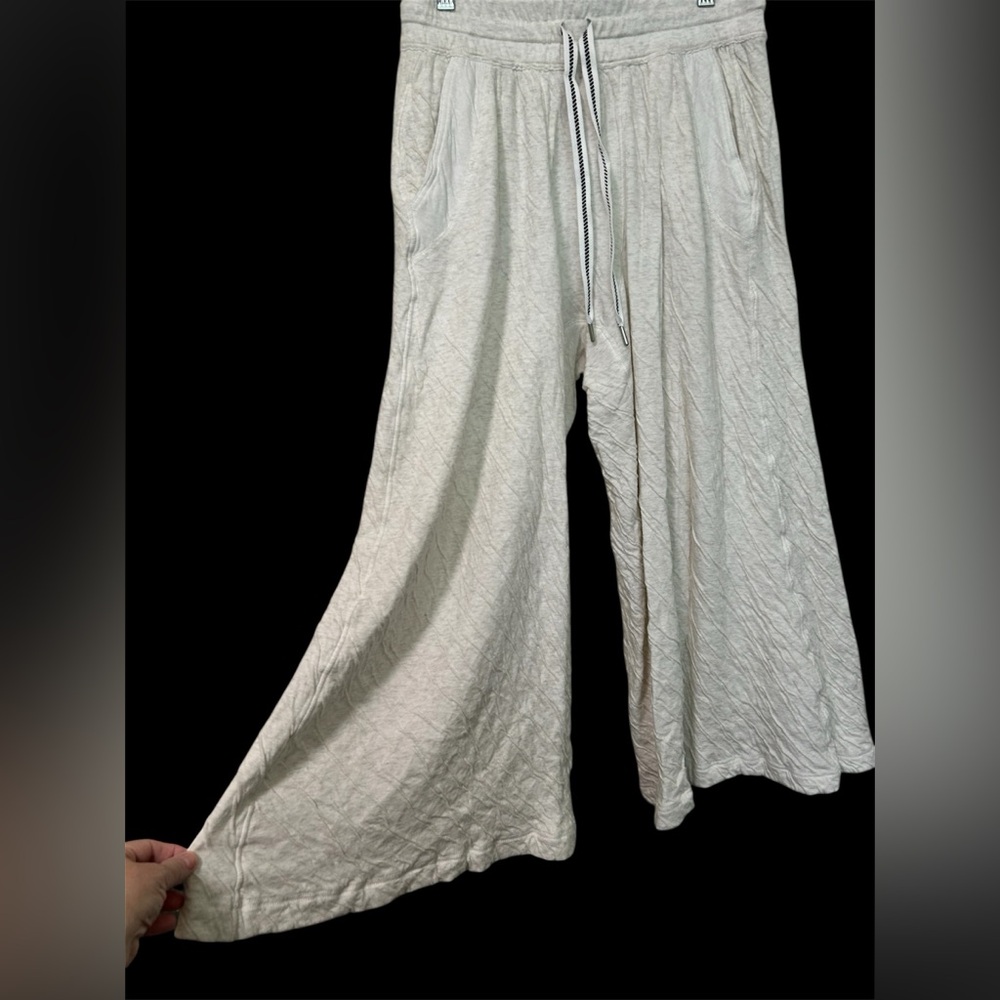 Free People Intimately heather cream/grey wide leg pull on crop pants